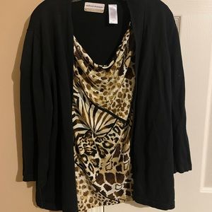 Black animal print cardigan 1x